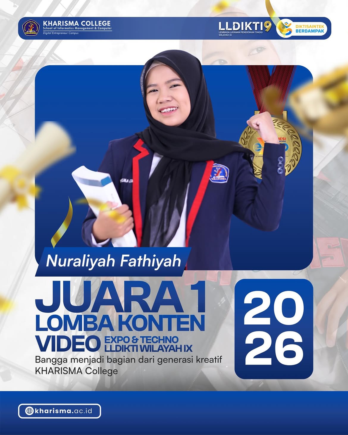 Raih Juara 1 Lomba Konten, Buktikan Talenta Digital Mahasiswa KHARISMA College