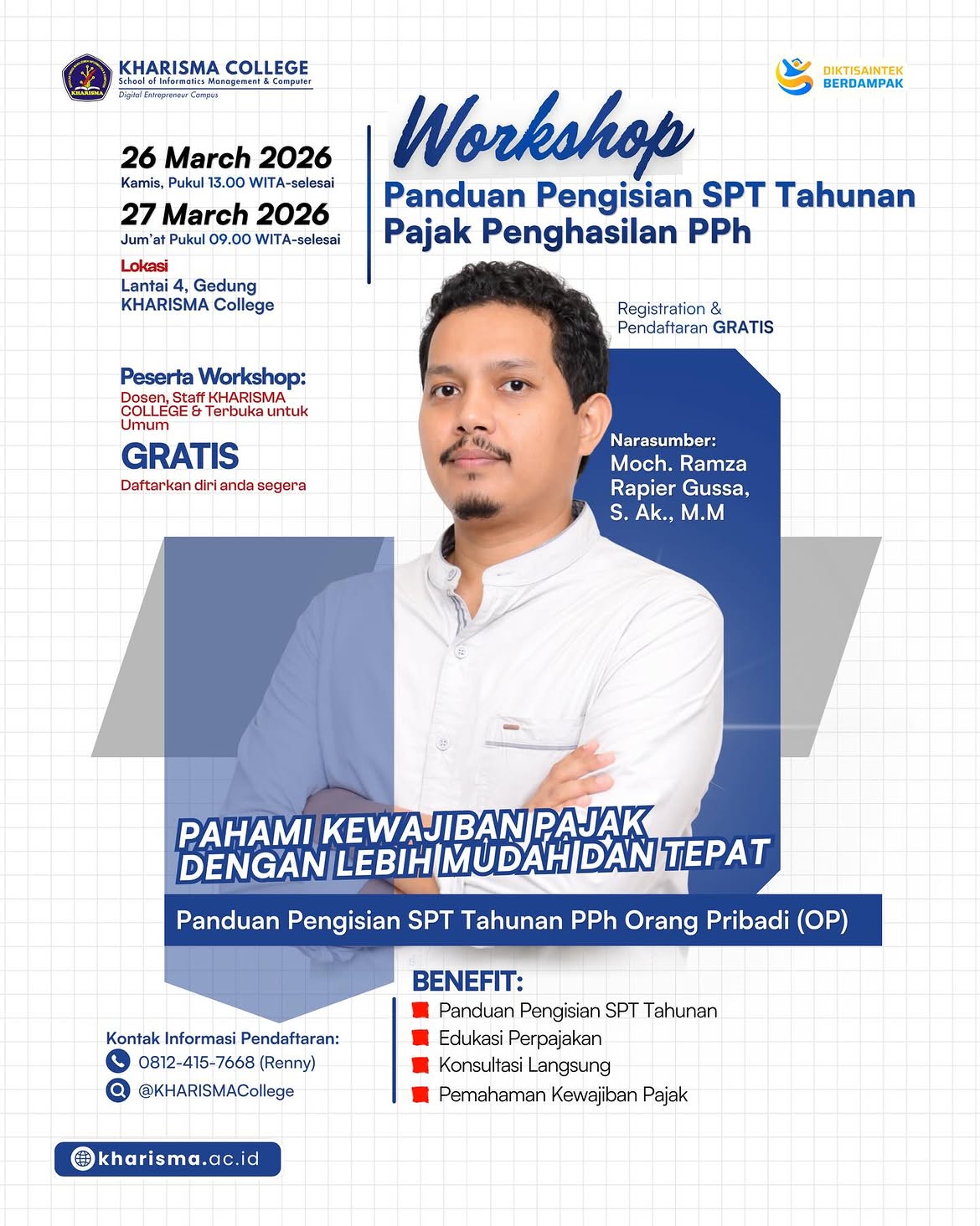 KHARISMA College Fasilitasi Workshop Pengisian SPT Tahunan Pajak untuk Civitas Akademika